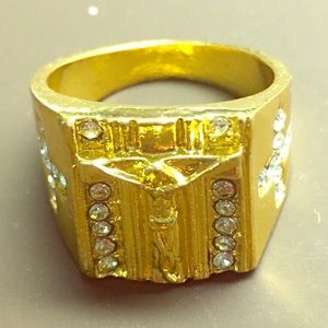 Gold plated Jesus Christ ring size 9
